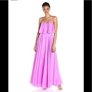 Halston Heritage Women's Scoop V Neck Burnout Gown